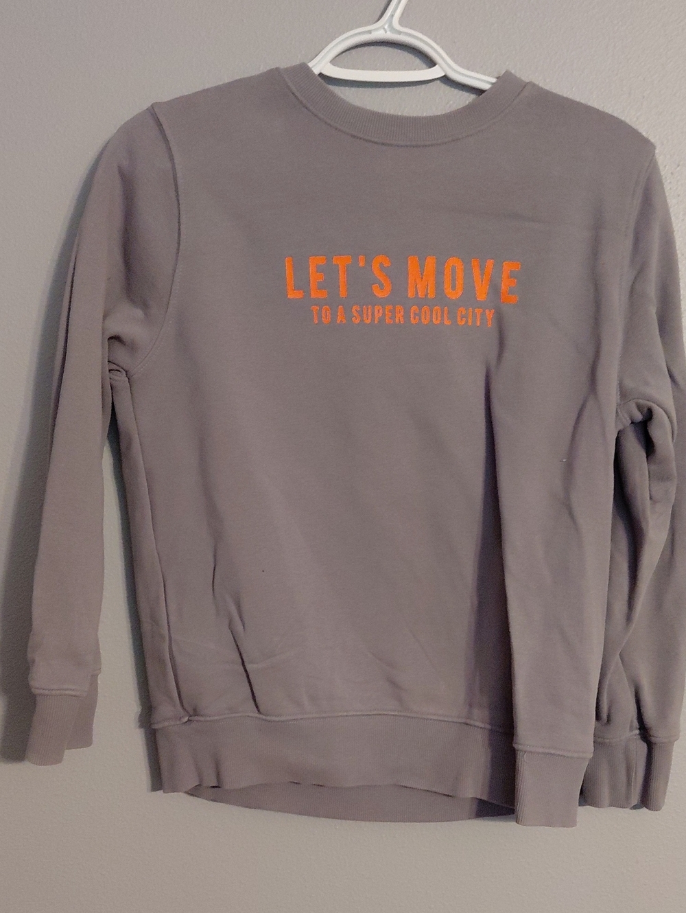 Zara Gray Crewneck with Orange 'LET'S MOVE' Logo